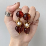 再販❤︎べっ甲ゴールドハート×パールピアス/イヤリング＊P200306