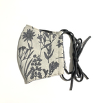 bota flower ribbon mask 〈white〉【おしゃれ 大人 立体 マスク  リボンマスク　フィルターポケット　マスクカバー　布マスク　きれいめマスク　ボタニカル　花柄　 】 