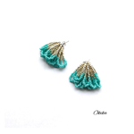 【Mサイズ】シャワー　ビーズピアス/イヤリング【silver× Turquoise】