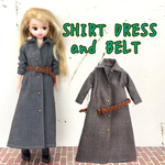 リカちゃん シャツワンピ ベルト2点セット（チャコールグレー）着せ替え服 ブライス