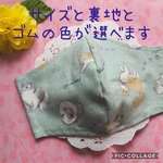 サイズと裏地が選べる★立体マスク★布マスク★男性用★女性用★子供用★柄マスク★かわいいマスク★ねこ柄マスク★猫柄★ネコ柄★にゃんこ★ミント★ミントグリーン★肉球★にくきゅう