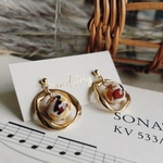 クラックアンバー  デザインリング　 ピアス/イヤリング
