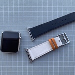 高級革使用Apple Watchベルトスウィフト38-40mm（紺/白/ゴールド）シンプルトゥールレザーストラップ