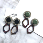 ラウンドシルバービーズ刺繍×モザイクパーツのピアス/イヤリング