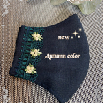 ✨new✨🍂Autumn color🍂素敵なネイビー色のリネンに可愛い野薔薇🌹の大人のマスク