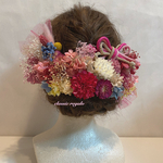 【arriissa様 専用出品】フルオーダー pink mix beige white tulle ribbon ヘッドドレス 成人式 髪飾り