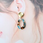 ウェーブ（スターダスト）とオーバル（チョコミント）♡ピアス・イヤリング♪【14kgf・チタン・蝶バネ対応】