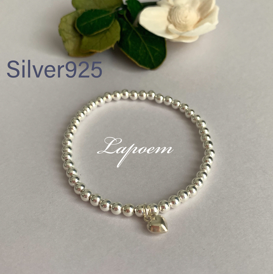 シルバー925 ハートチャームブレスレット - Lapoem GALLERY