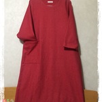 やっぱりシンプルが好き！ラウンドネックワンピ(レッド)