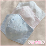 No.206《新作・受注制作》送料無料！︎日本製 ♡お花 刺繍 レースマスク♡秋マスク コットンレース 刺繍 白 ピンク ブルー 大人用マスク 立体マスク