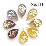 No.111幾何学型しずく型押し花カボションパーツセット(8個入)カン付/ピアス/イヤリング