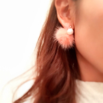 送料無料♡サーモンピンクミンクファーイヤリング