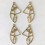 Gold Artistic Face Pendant Tops