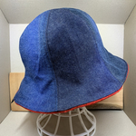オーダーメイド作品🙏🏼🙇🏻‍♀️みほちゃん用❤️デニムDenim×ニット生地赤のチューリップHat🌷リバーシブル