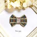 yellow green flower tyrolean tape satin ribbon hair clip