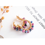 ルビー&サファイア2連フープピアス/イヤリング・樹脂フープピアス