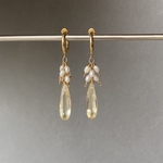 月の光　宝石質AAAシトリン×淡水パールのフープイヤリング・ピアス