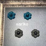 【再販】新色✨レース糸で編んだお花のイヤリング  or ピアス【ブルーグリーン・ダークグレー】