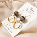 【一点物】Black border ring イヤリング 交換+100yen◎ 天然石 めのう 