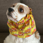 久しぶりの復活！★ハンバーガー柄イエロー　中型犬用スヌード　犬用スヌード