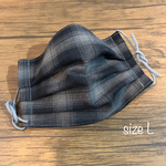 ［228］秋色メンズプリーツマスクL 黒チェック　さらさら夏用裏地使用