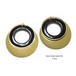 【NEW】4pcs★rétro darkmustard+black triple hoop（こっくりカラー レトロ調フープチャーム）