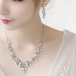 ◇ネックレス＆ピアスorイヤリング◇ウェディング　アクセサリー　セット　パール　ブライダル　アンティーク　シルバー　9