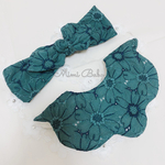 New colour♡マーガレット刺繍ベビースタイ、ベビーバンドセット♡Green