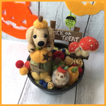 ハロウィン ミニチュアガーデン☆ダックス☆クリーム☆羊毛フェルト