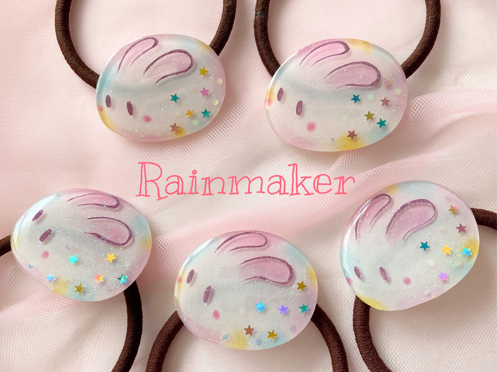 ひまわりデザイン 隠れうさちゃん ヘアゴム