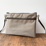 サコッシュ☆ダブルファスナーショルダーバッグ☆ナイロン(グレージュ)