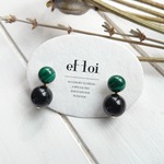 天然石とカラーパール「marble green」ピアス