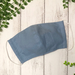 【即納】ペールカラーのリネンマスク(大人用)・SAX BLUE