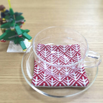 こぎん刺しコースター（Xmasレッド×ホワイト）