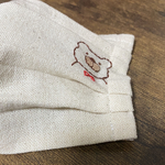 プリーツマスク　くまちゃん刺繍　＊さらしマスク　＊布マスク
