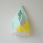 3tone エコバッグ mint×yellow