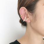 シンプルウェーブ×パール イヤーカフ3点セット