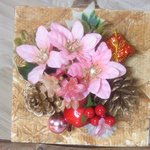 ◇413特価　🎄冬の壁掛け☃（正方形・ピンク）※１点物