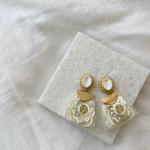 スワロフスキーとインド刺繍リボンのピアス＊イヤリング