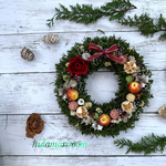 【2020クリスマス！】バラとリンゴのクリスマスリース☆　♯クリスマス　♯クリスマスリース　♯クリスマスギフト