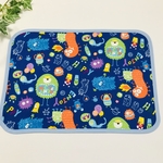園児用 25×35 可愛いモンスター柄 青 ランチョンマット 水色 縁どり 