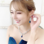 【ps】ウェディング　アクセサリー　セット　ブルー　ブライダル　パーティ　キュービックジルコニア