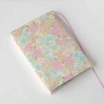 文庫本ブックカバー　ピンクと青の花畑