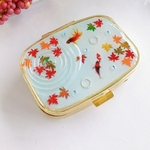 金魚が泳ぐ池のピルケース レジン 紅葉 秋