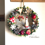 2020Xmas◇ベル付きサンタクロースのウッドリース