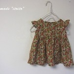 ＳＡＬＥ☆フリル袖チュニック　リバティプリントコットンフランネル Gretel 　オレンジ系　９０