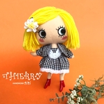 ☆THIERRY☆イーマリーちゃん着せ替えお洋服 白黒ギンガムチェック　ボレロ、ワンピース、お花の髪留め