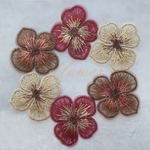 6枚セット   3色　刺繍 　花パーツ  フラワー　オーガンジー  　変更あり