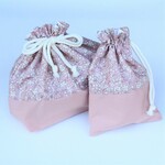 [white flower lunch bag] 　pink/お弁当袋/コップ袋/2点set