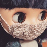 ブライスさんのおしゃれ立体マスクカバー❤︎シルク100%❤︎お花モチーフ付き